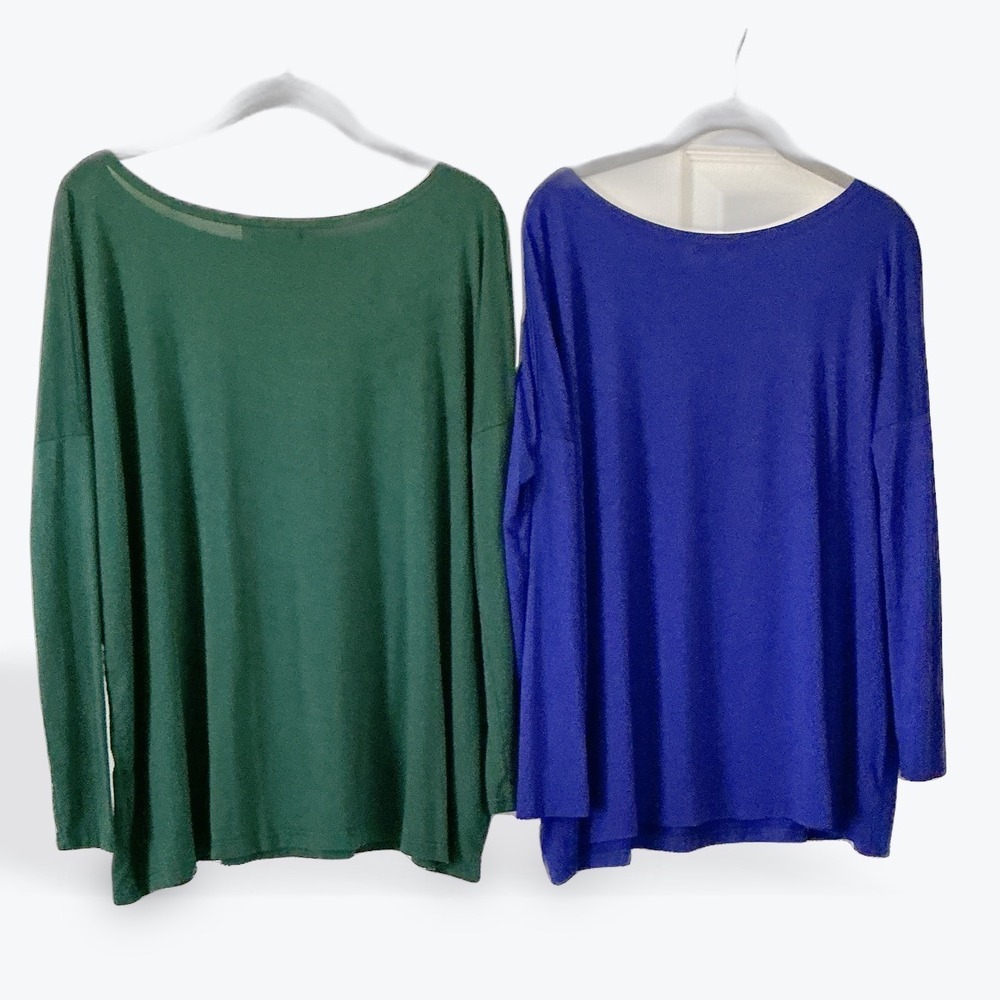 Piko 1988 Women Bamboo Spandex Long Sleeve Oversized Boat‎ Neck Top Set of 2 S - Picture 2 of 7